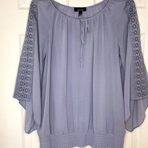 ALYX CHIFFON BLOUSE WITH EMBROIDERED SLEEVES PURPLE. Size S